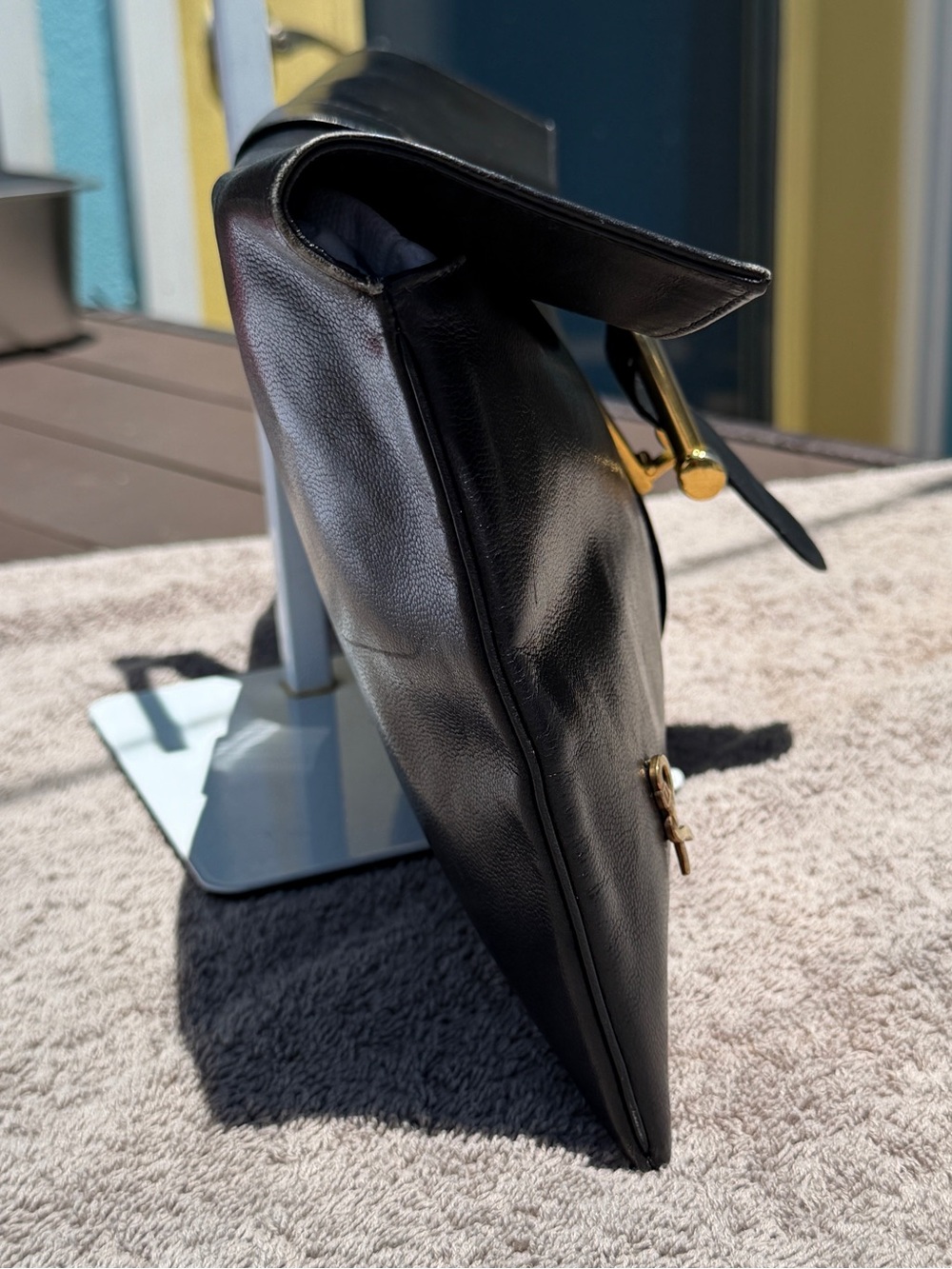 Roberta di Camerino Black Leather Belted Clutch Bag Vintage - Picture 4 of 15